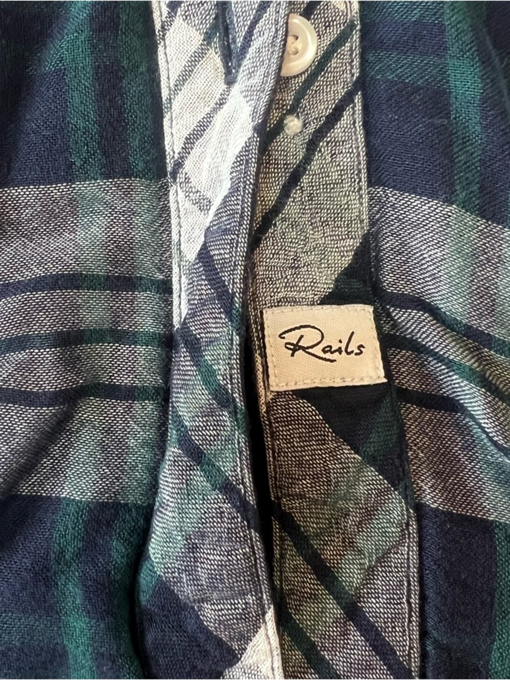 Rails Kendra Flannel Button Down White Navy Forest Long Sleeve XS - Picture 4 of 8